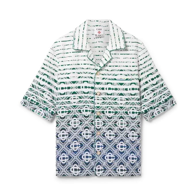 Monogram Gradient Frottee-Hemd mit kurzen Ärmeln