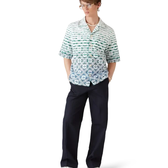 Monogram Gradient Frottee-Hemd mit kurzen Ärmeln