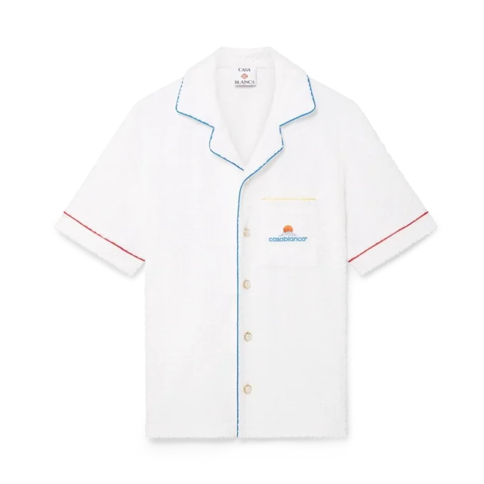 Monogram-Jacquard-Frottee-Hemd mit kurzen Ärmeln