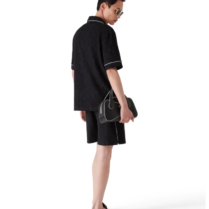 Monogram-Jacquard-Frottee-Hemd mit kurzen Ärmeln