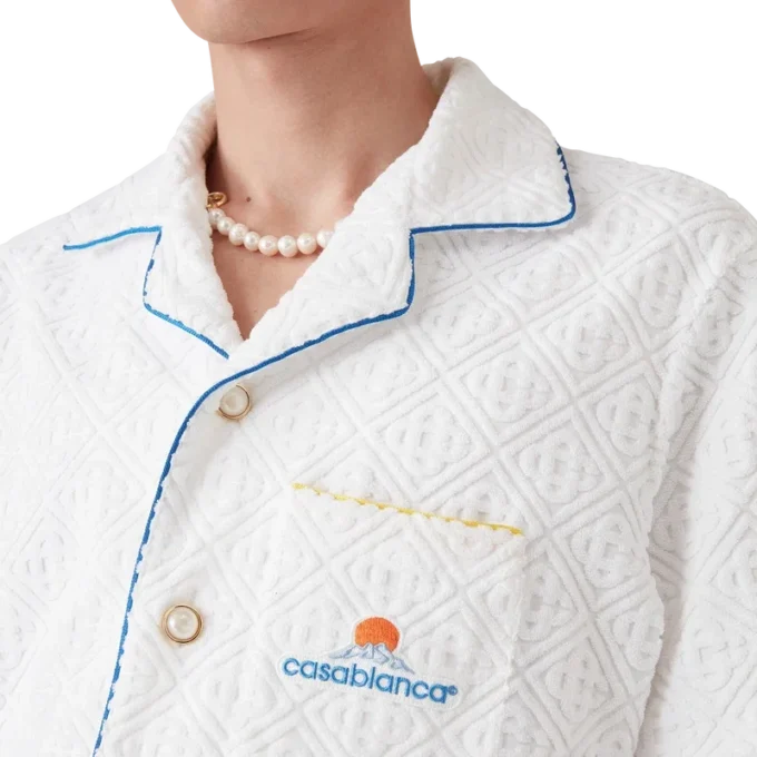 Monogram-Jacquard-Frottee-Hemd mit kurzen Ärmeln