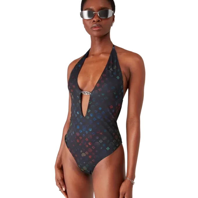 Monogram Plunge-Badeanzug