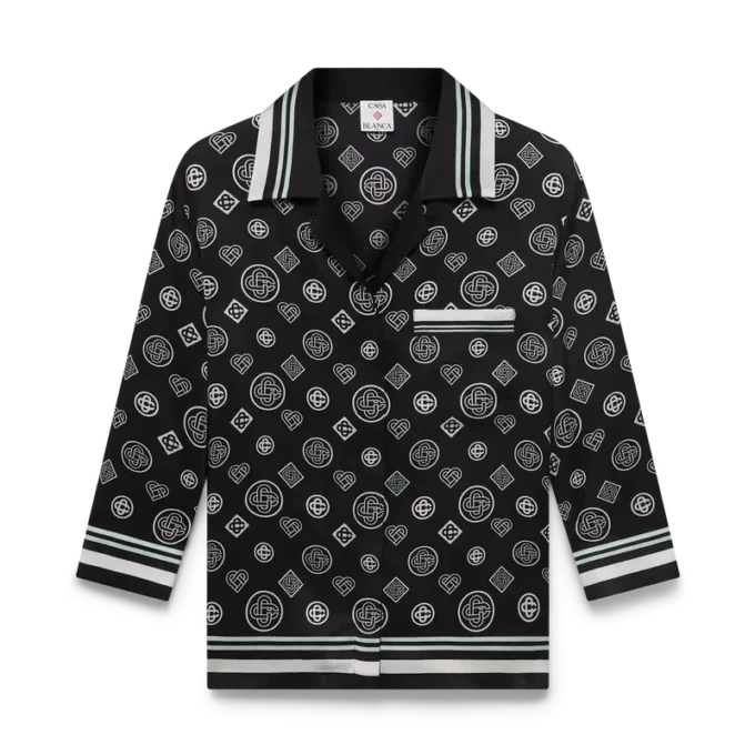 Monogram-Pyjama-Hemd aus Seidensatin