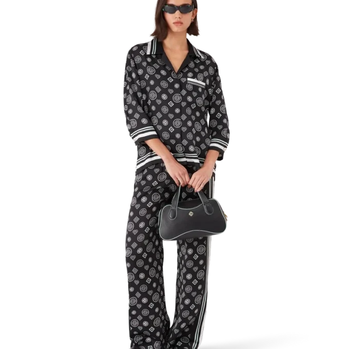 Monogram-Pyjama-Hemd aus Seidensatin