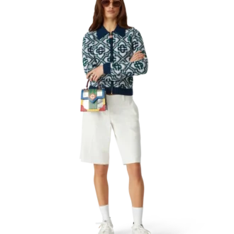 Monogram-Strickpullover mit Reißverschluss