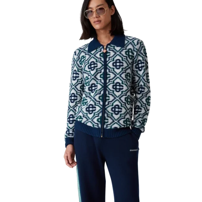 Monogram-Strickpullover mit Reißverschluss