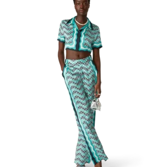 Monogram Wave Cropped Seidenhemd