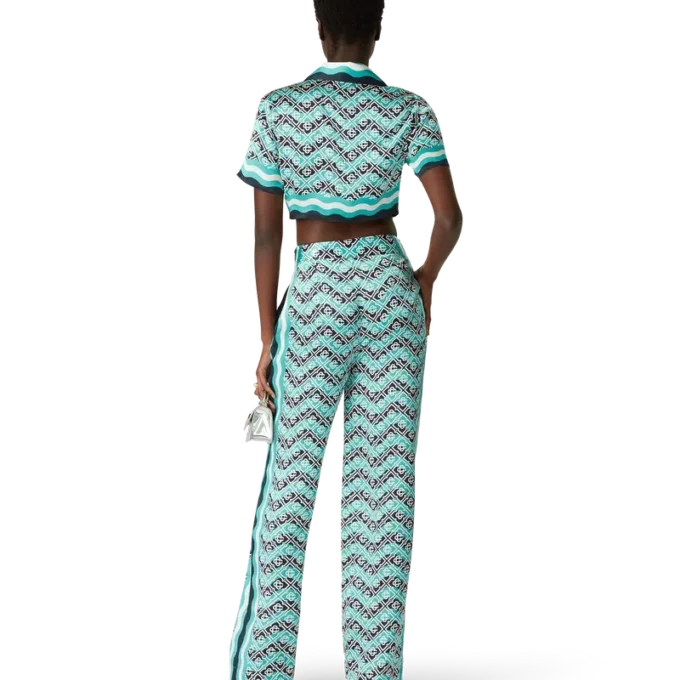 Monogram Wave Cropped Seidenhemd