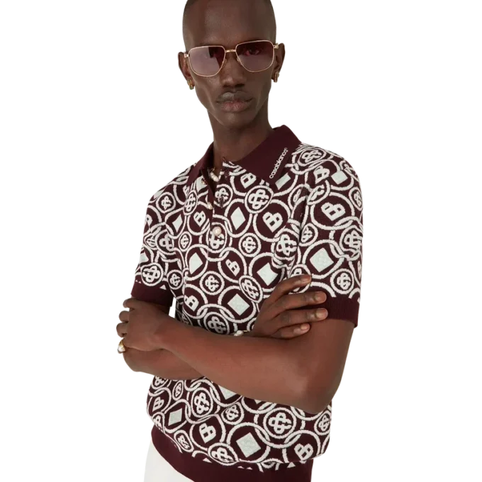 Monogramm-Polohemd aus Baumwollstrick