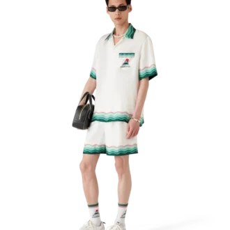 Montagne Ondulae Seidenhemd mit kurzen Ärmeln