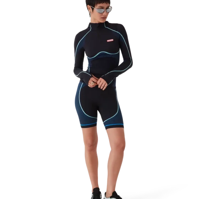 Nahtloses Langarm-Oberteil mit Kapuze