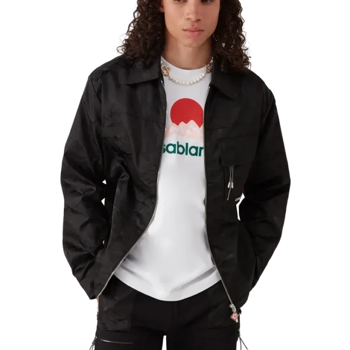 Nylon Mountain Kurzarm-Camo-Reißverschluss-Shorts