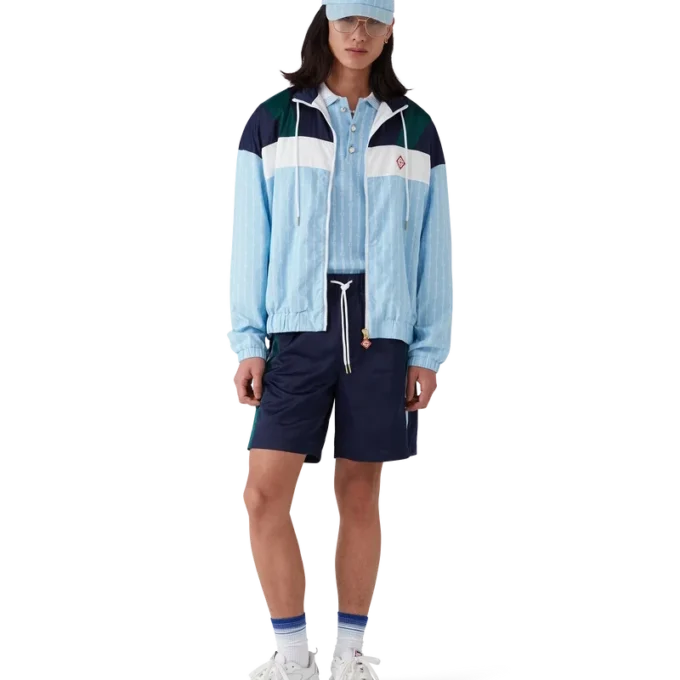 Nylon-Trainingsjacke mit Nadelstreifen und Lorbeerblatt