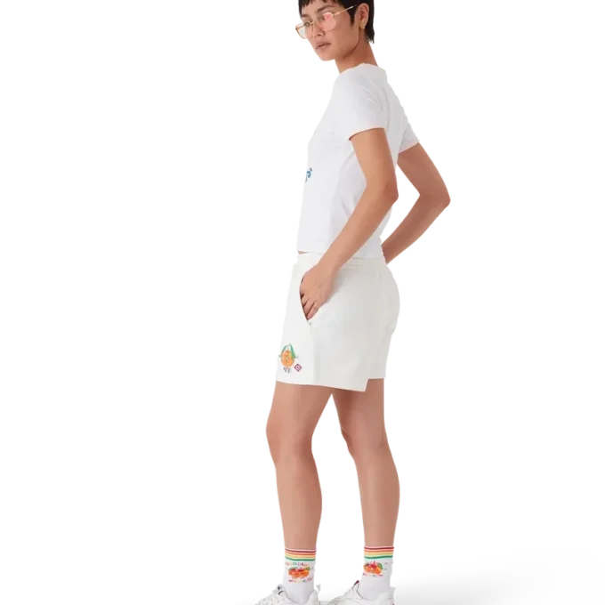 Orangefarbene Mascot-Sweatshorts