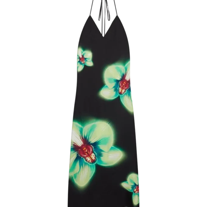 Orchid Glitch Seidenkleid