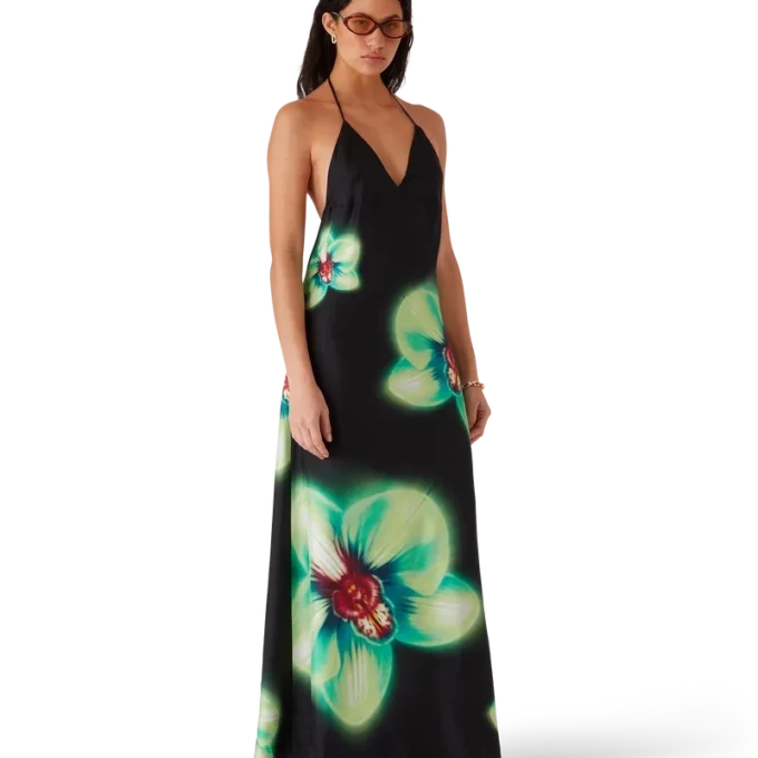 Orchid Glitch Seidenkleid