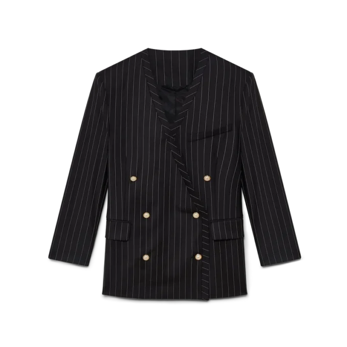 Oversized-Blazer aus Wolle mit Nadelstreifen