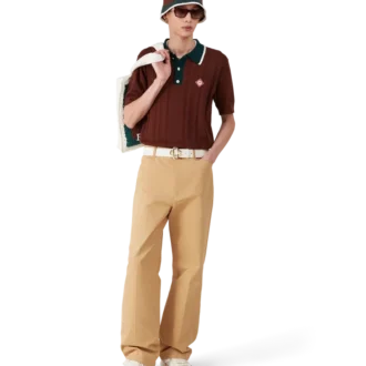 Oversized-Poloshirt mit Zopfmuster