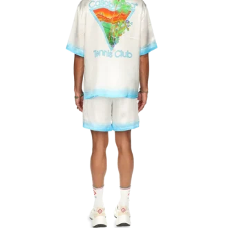 Palm Springs Icon Blaues Seidenhemd mit Kubanerkragen