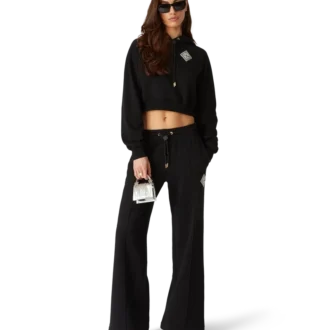 Pearl Diamond Cropped Hooded Sweatshirt