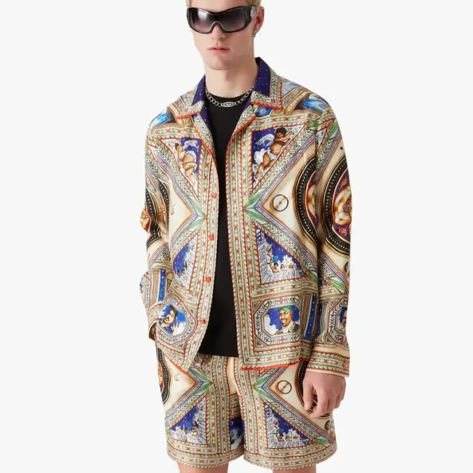 Plafond Orne De Musique Langarm-Seidenhemd Plafond Orne De Musique Langarm-Seidenhemd