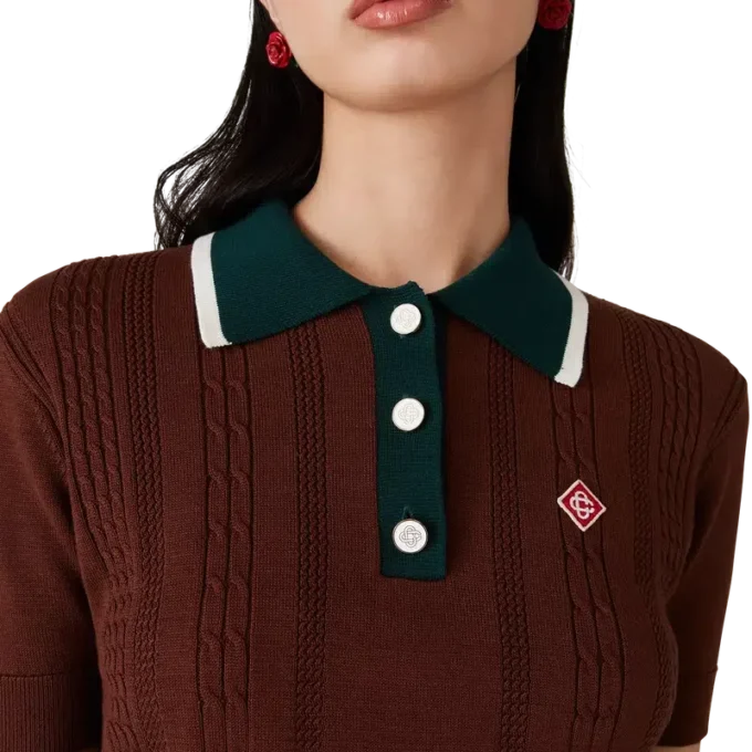 Polohemd mit Zopfmuster