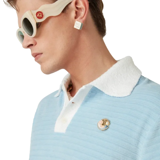 Poloshirt mit Veloursstreifen