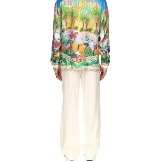 Psychedelisches Seidenhemd mit kubanischem Kragen