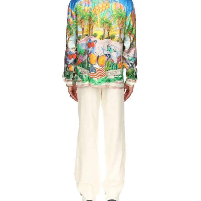 Psychedelisches Seidenhemd mit kubanischem Kragen