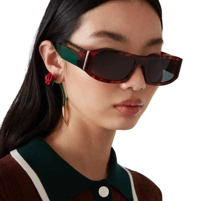 Rechteckige Sonnenbrille in Schildpattoptik