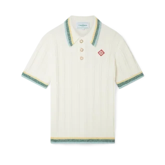 Rib-Bouclé-Poloshirt