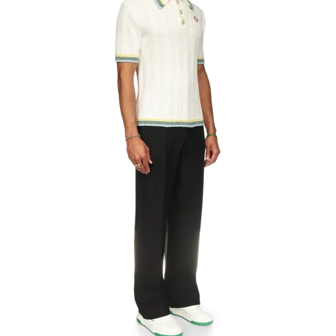 Rib-Bouclé-Poloshirt