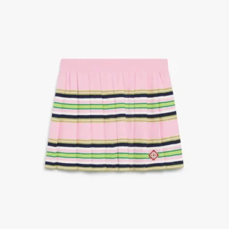 Rosa-grün gestreifter Minirock mit Falten
