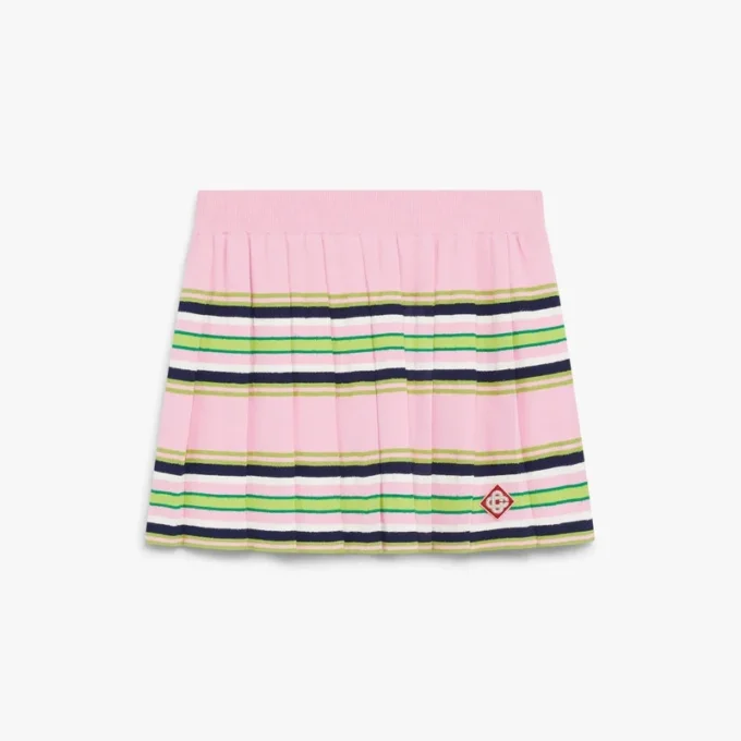Rosa-grün gestreifter Minirock mit Falten