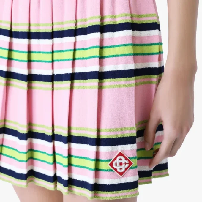 Rosa-grün gestreifter Minirock mit Falten