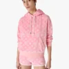 Rosa Velours-Sweatshirt mit Kapuze und Monogramm Rosa Velours-Sweatshirt mit Kapuze und Monogramm