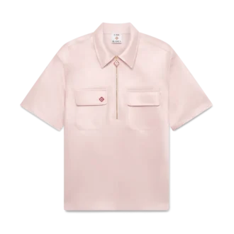 Satin-Shirt mit Viertelreißverschluss und Shorts mit kurzen Ärmeln