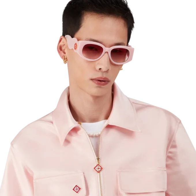 Satin-Shirt mit Viertelreißverschluss und Shorts mit kurzen Ärmeln