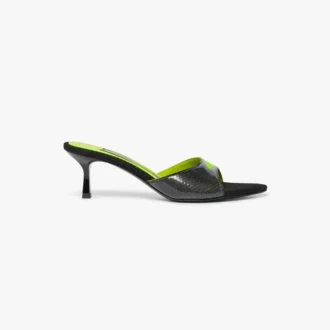Schwarze Mule-Sandalen mit Absatz