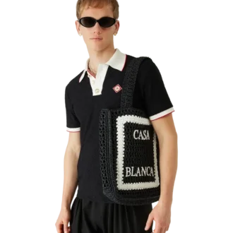 Schwarze Raffia-Tasche