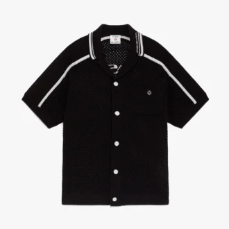 Schwarzes Kurzarm-Mesh-Hemd