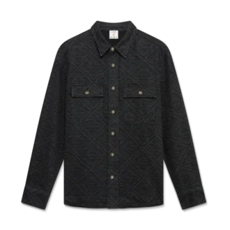 Schwarzes, lasergeschnittenes Langarm-Jeans-Hemd