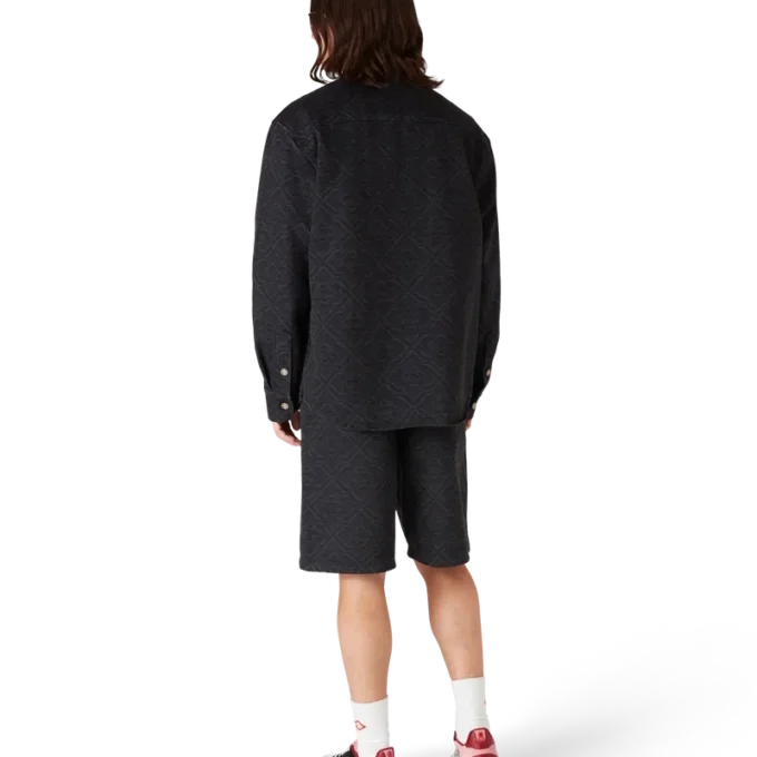 Schwarzes, lasergeschnittenes Langarm-Jeans-Hemd