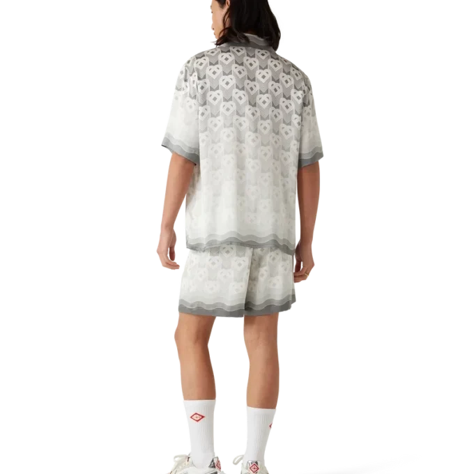 Seidenhemd mit kurzen Ärmeln und Herz-Monogramm in Farbverlauf