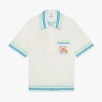 Seidenhemd mit kubanischem Kragen und kurzen Shorts, Blumenmuster