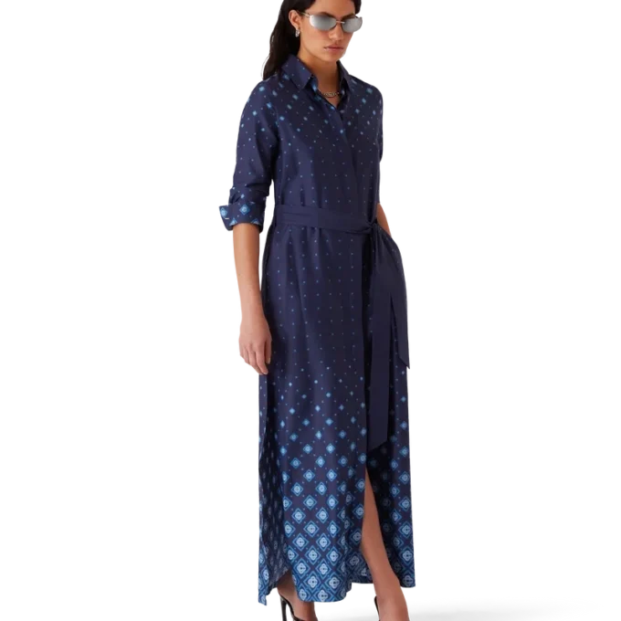 Seidenhemdkleid mit Farbverlauf