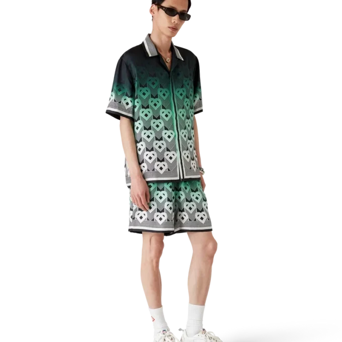 Seidenshorts mit Monogramm-Farbverlauf