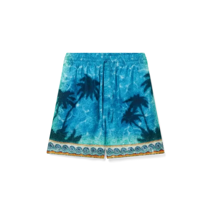 Seidenshorts mit Poolside-Emblem Seidenshorts mit Poolside-Emblem