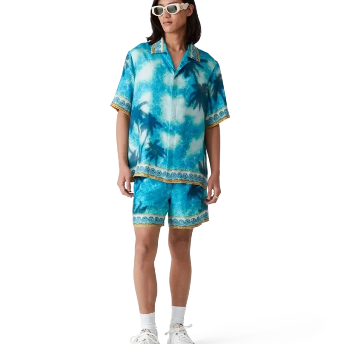 Seidenshorts mit Poolside-Emblem Seidenshorts mit Poolside-Emblem