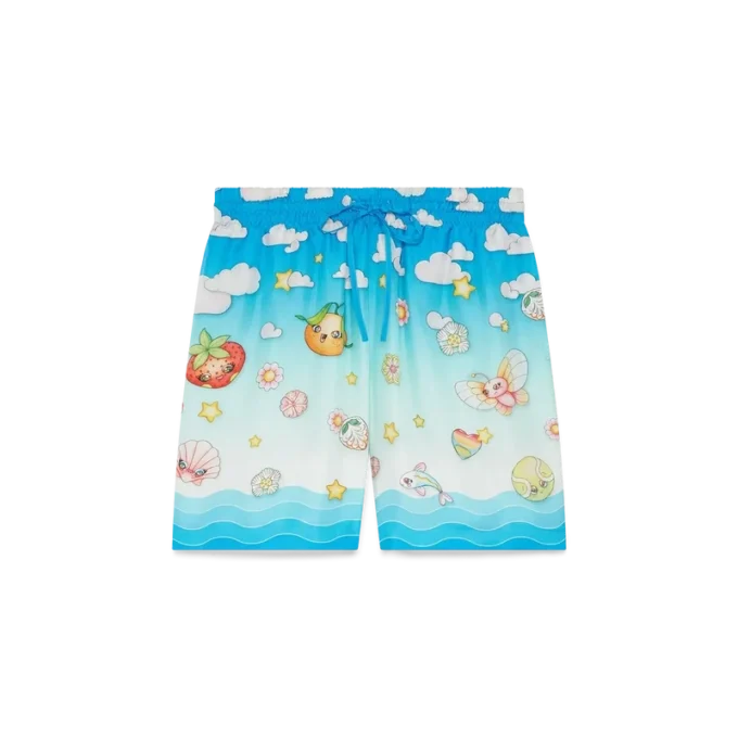 Seidentwill-Shorts mit Kawaii-Motiv